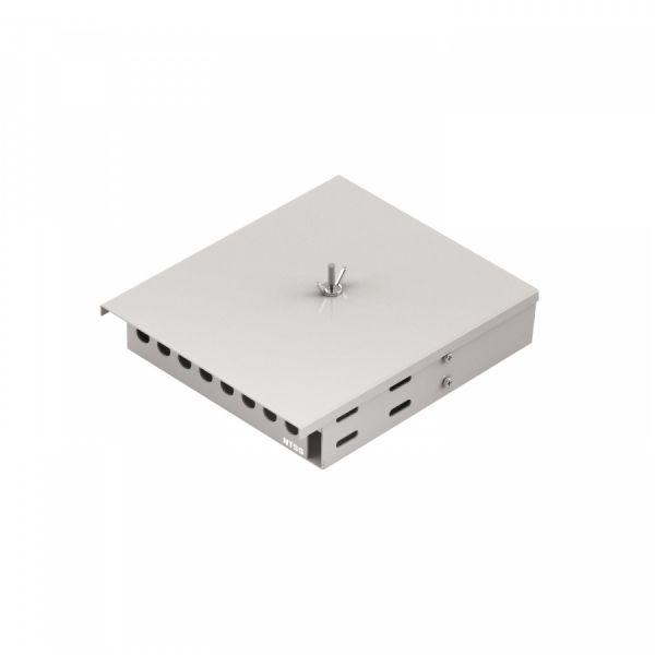 Кросс NTSS оптический настенный Микро 8, укомплектованный, 4 порта FC/UPC, 9/125 мкм (сплошная панель, ложемент, пигтейлы, КДЗС, адаптеры) серый RAL 7035