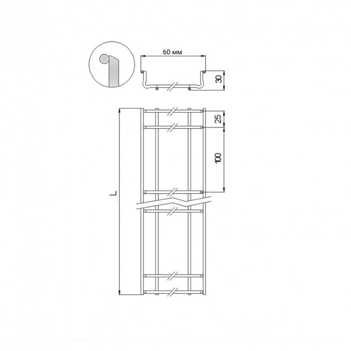 Проволочный лоток NTSS 50х60х3000