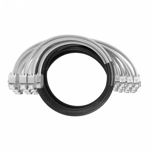 Кабельная сборка NTSS PREMIUM 24pc, FTP CAT6, оконцована разъемами KEYSTONE RJ45 FTP CAT6, заделка в чулке, вывод 0.6м, длина 11м, LSZH, серый