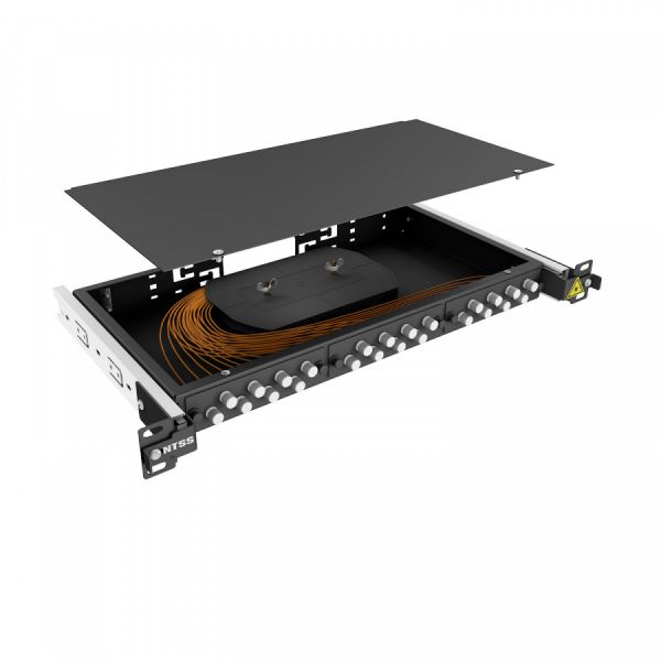 Кросс 19" NTSS PREMIUM выдвижной, предсобранный 1U, 16 портов FC/UPC, 62.5/125 мкм, черный