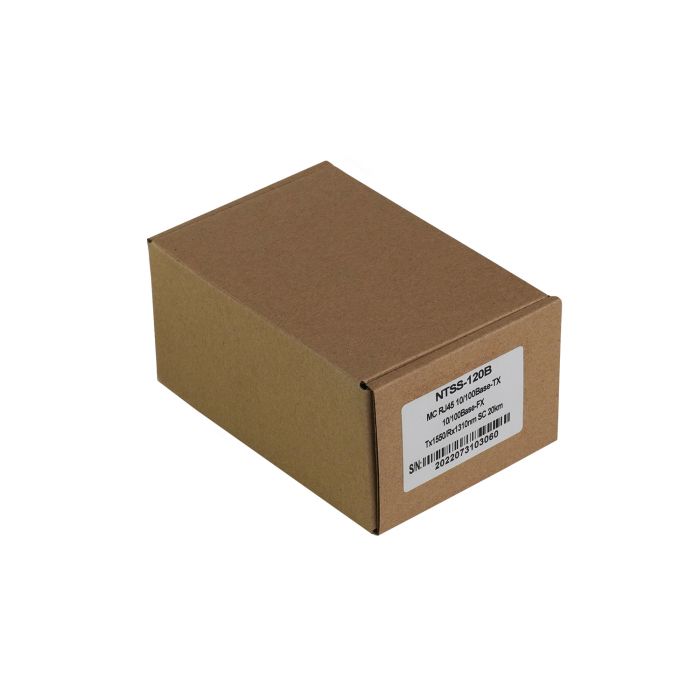 WDM медиаконвертер NTSS с RJ45 портом 10/100Base-T и 10/100Base-FX с разъемом SC, рабочая длина волны (передача/прием) 1550/1310 нм, SM, дальность до 20 км, DC 5В 2A