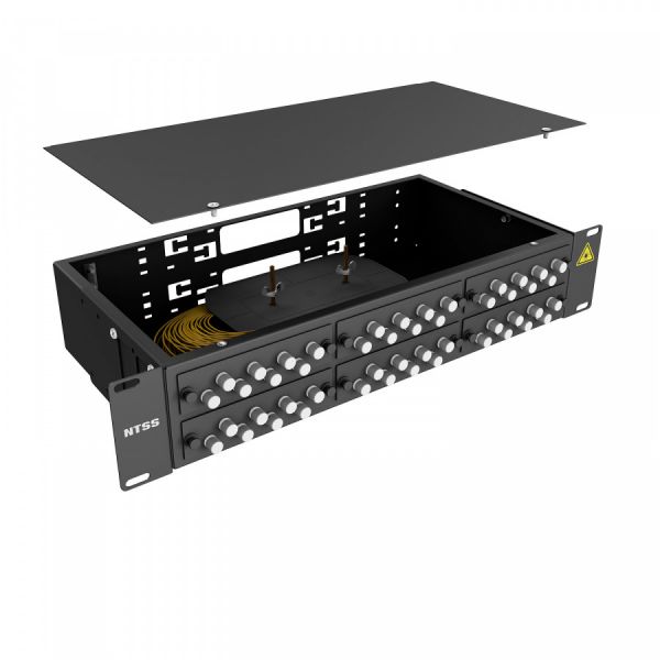 Кросс 19" NTSS PREMIUM, предсобранный 2U, 48 портов FC/UPC, 9/125 мкм, черный