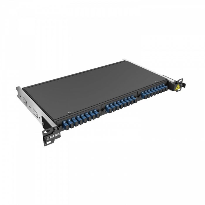 Кросс 19" NTSS PREMIUM выдвижной, предсобранный 1U, 8 портов SC/UPC, 9/125 мкм, черный