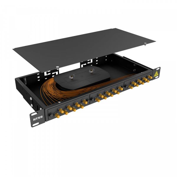 Кросс 19" NTSS PREMIUM, предсобранный 1U, 12 портов ST/UPC, 62.5/125 мкм, черный