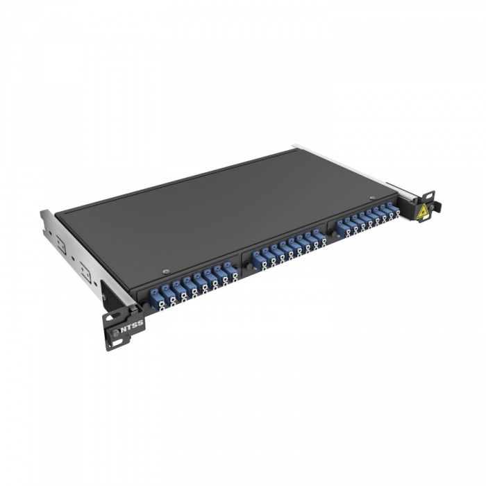 Кросс 19" NTSS PREMIUM выдвижной, предсобранный 1U, 16 портов LC/UPC duplex, 9/125 мкм, черный