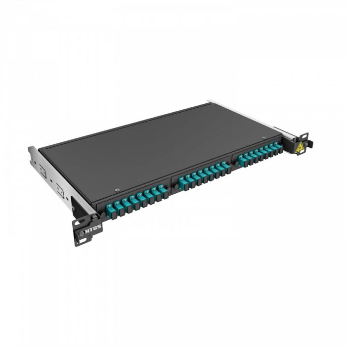 Кросс 19" NTSS PREMIUM выдвижной, предсобранный 1U, 24 порта SC/UPC, 50/125 мкм OM3, черный