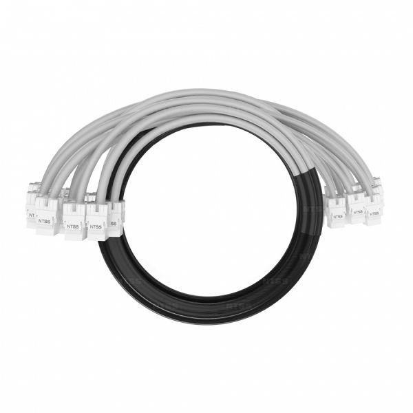 Кабельная сборка NTSS PREMIUM 12pc, UTP CAT6A, оконцована разъемами KEYSTONE RJ45 UTP CAT6A, заделка в чулке, вывод 0.6м, длина 4м, LSZH, серый