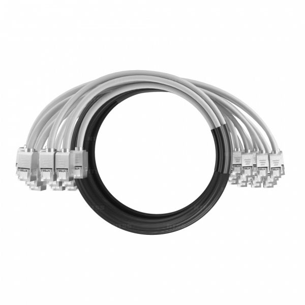 Кабельная сборка NTSS PREMIUM 24pc, FTP CAT6, оконцована разъемами KEYSTONE RJ45 FTP CAT6, заделка в чулке, вывод 0.6м, длина 3м, LSZH, серый