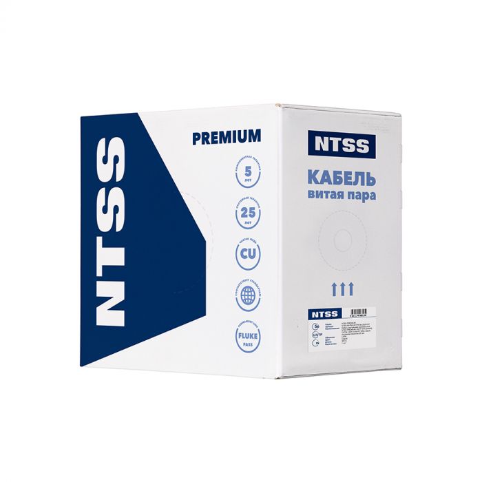 Кабель витая пара NTSS PREMIUM U/UTP 5e 4х2х0.52 одножильный 24AWG внутренний LSZH нг(А)-HF 305м белый