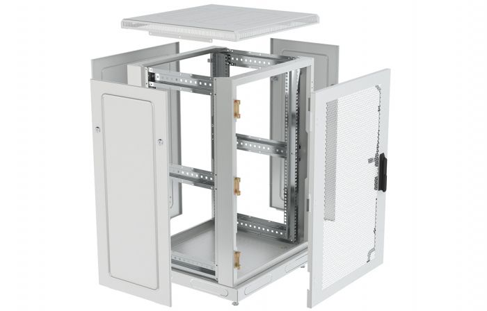 Шкаф телекоммуникационный напольный 19",18U(600x600), ШТ-НП-18U-600-600-П, передняя дверь перфорированная ССД