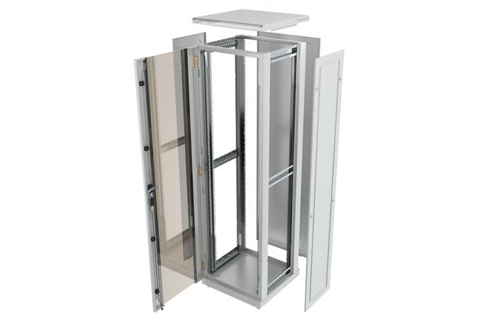 Шкаф телекоммуникационный напольный 19",47U(600x1000), ШТ-НП-47U-600-1000-С, передняя дверь стекло ССД