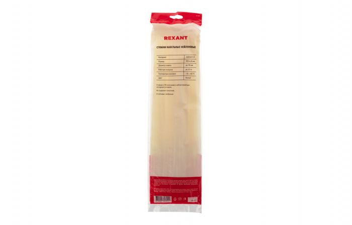 07-0350 Хомут-стяжка кабельная нейлоновая REXANT 350 x4,8 мм, белая, упаковка 100 шт.