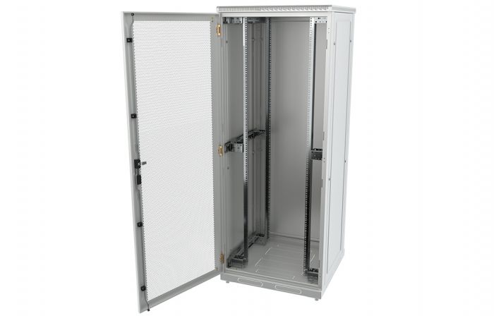 Шкаф телекоммуникационный напольный 19",42U(800x800), ШТ-НП-42U-800-800-П, передняя дверь перфорированная ССД