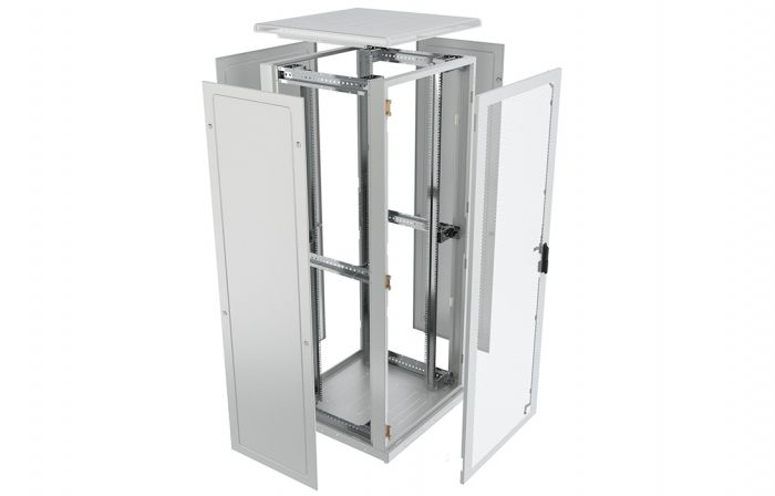 Шкаф телекоммуникационный напольный 19",42U(800x1000), ШТ-НП-42U-800-1000-ПП, передняя и задняя дверь перфорированная ССД