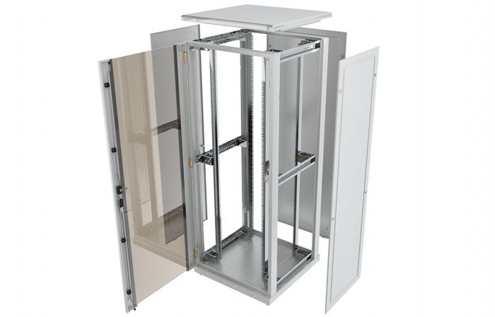 Шкаф телекоммуникационный напольный 19",47U(600x800), ШТ-НП-47U-600-800-ПП, передняя и задняя дверь перфорированная ССД