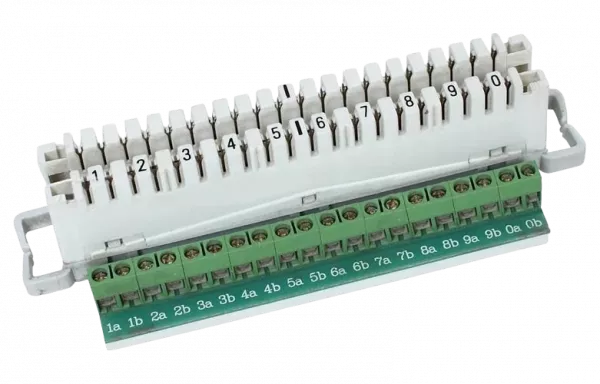 Плинт ПВТ 2/10 типа LSA-PLUS, дополнительная винтовая клемма, размыкаемые контакты