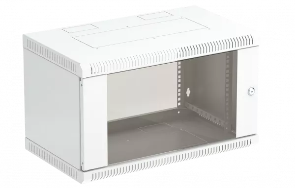 Шкаф телекоммуникационный настенный разборный 19”,6U(600x350), ШТ-НСр-6U-600-350-С дверь стекло ССД