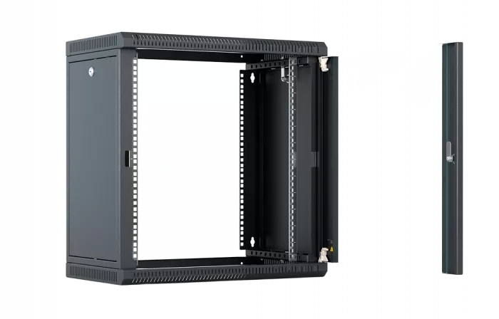 Шкаф телекоммуникационный настенный разборный со съемными боковыми стенками 19”,12U(600x350), ШТ-НСрМ-12U-600-350-С-Ч дверь стекло черный