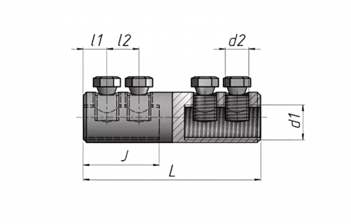 Соединитель болтовой рядный 4СБ-2 (70-120 мм2)