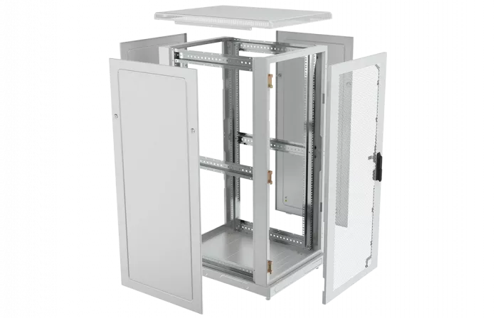 Шкаф телекоммуникационный напольный 19",27U(600x800), ШТ-НП-27U-600-800-П, передняя дверь перфорированная ССД