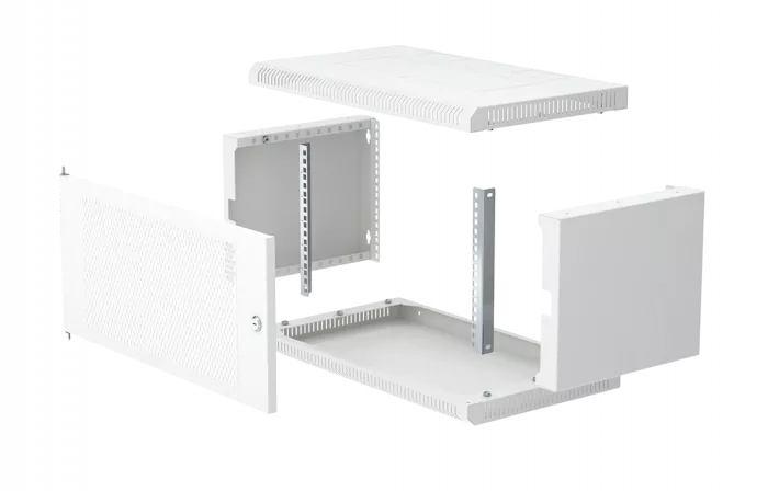 Шкаф телекоммуникационный настенный разборный 19”,6U(600x350), ШТ-НСр-6U-600-350-П дверь перфорированная ССД