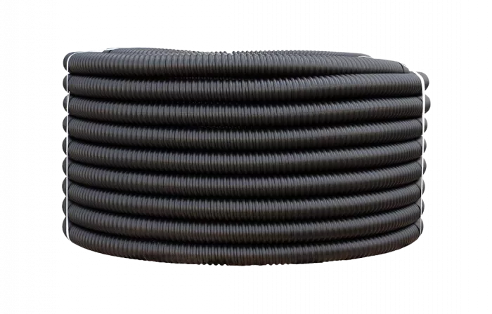 Труба ССД-Пайп УльтраФ, OD=75 мм, 850N, SN22, с протяжкой (бухта 100 м) Труба полимерная жёсткая гофрированная спиральная ультрафиолетостойкая, не распространяющая горение