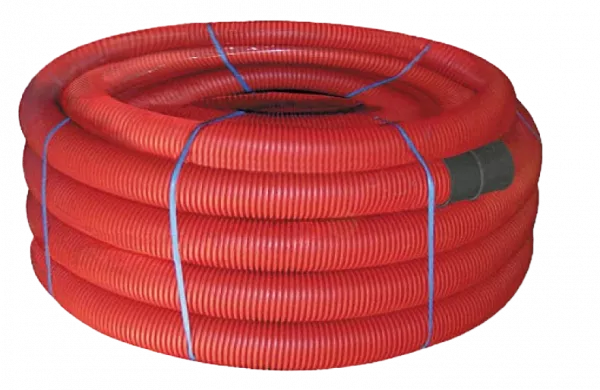 121912 Двустенная труба ПНД гибкая для кабельной канализации д.125мм с протяжкой, SN8, 500Н,  в бухте 40м, цвет красный