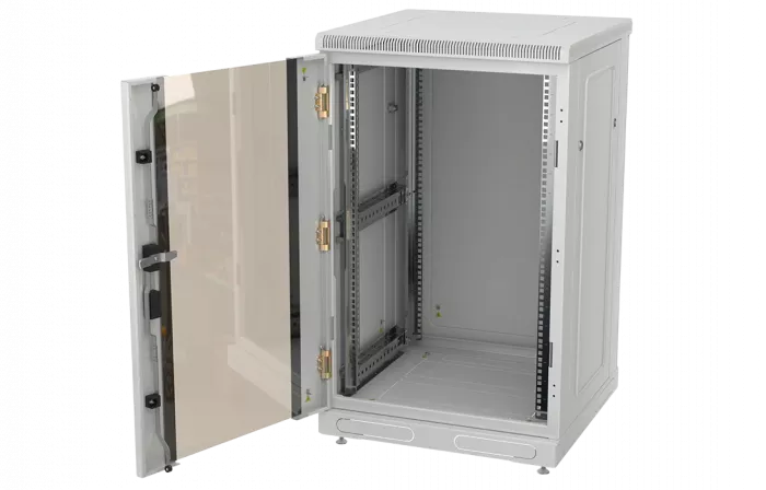 Шкаф телекоммуникационный напольный 19",24U(600x1000), ШТ-НП-24U-600-1000-С, передняя дверь стекло ССД