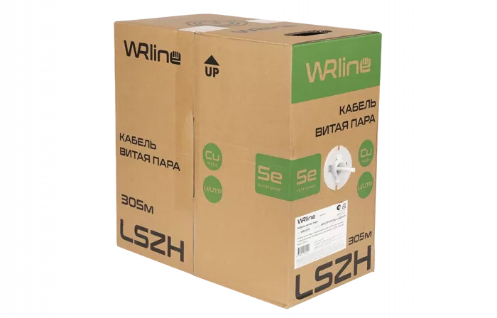 WRline WR-UTP-4P-C5E-L-LSZH-GY Кабель витая пара, неэкранированный U/UTP, категория 5e, 4 пары (0.48 мм), одножильный, внутренний, LSZH, нг(A)-HF, серый, 305 м