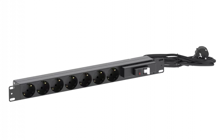 Блок розеток БР-7SCH-16А-AB16-Ш-1,8SCH 7 розеток Schuko,выключатель автоматический 16А, со шнуром 1.8м Schuko