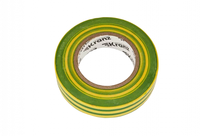 KR-09-2207 Изолента ПВХ KRANZ 0.13х19 мм, 25 м, желто-зеленая упаковка 5 роликов