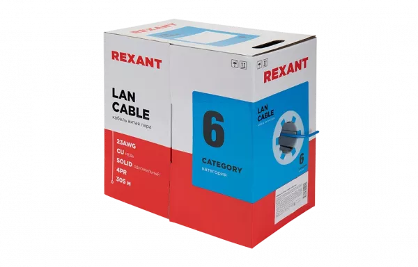 01-0047 Кабель витая пара REXANT UTP 4PR 23AWG, CAT6 (бухта 305 м)
