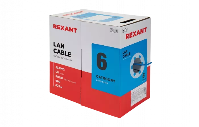 01-0047 Кабель витая пара REXANT UTP 4PR 23AWG, CAT6 (бухта 305 м)