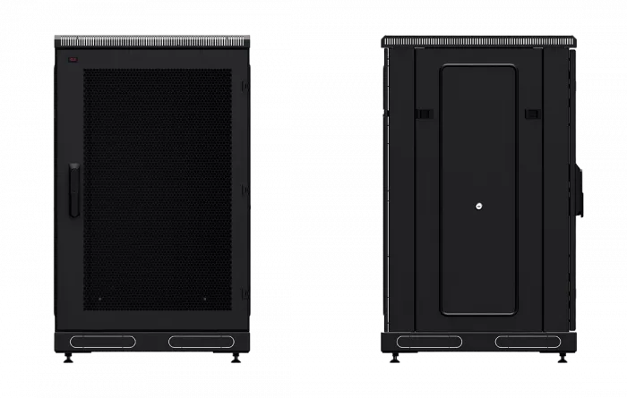 Шкаф телекоммуникационный напольный 19",18U(600x600), ШТ-НП-М-18U-600-600-П-Ч, передняя дверь перфорация, черный ССД