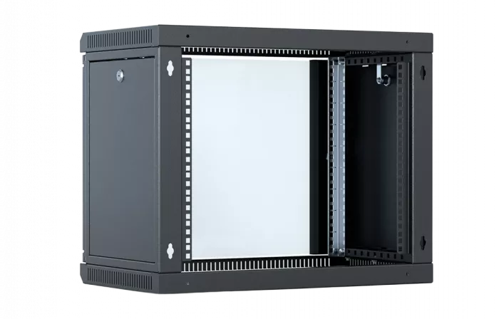 Шкаф телекоммуникационный настенный разборный со съемными боковыми стенками 19”,6U(600x450), ШТ-НСрМ-6U-600-450-С-Ч дверь стекло черный Шкаф телекоммуникационный настенный разборный со съемными боковыми стенками 19”,6U(600x450), ШТ-НСрМ-6U-600-450-С-Ч дверь стекло черный