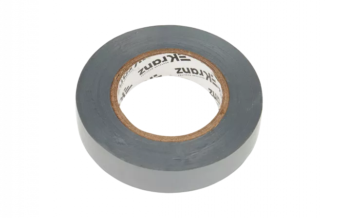 KR-09-2108 Изолента ПВХ KRANZ 15 мм х 25 м, серая, упаковка 5 роликов