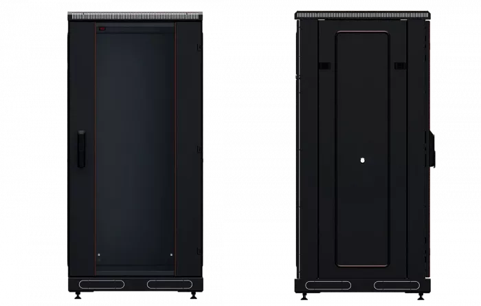 Шкаф телекоммуникационный напольный 19", 24U(600x1000), ШТ-НП-М-24U-600-1000-С-Ч, передняя дверь стекло, черный ССД