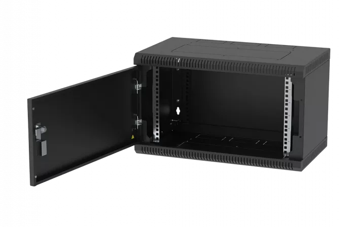 Шкаф телекоммуникационный настенный разборный черный 19”,6U(600x350), ШТ-НСр-6U-600-350-М-Ч дверь металл ССД