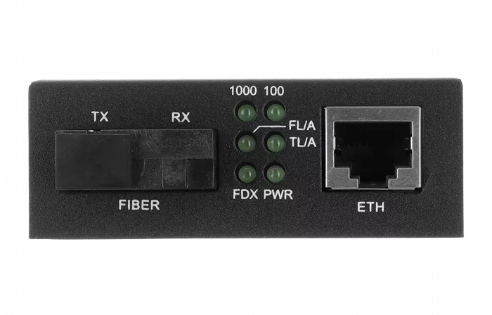 Медиаконвертер 10/100/1000M, Tx1310/Rx1550 20km, RJ45 SC