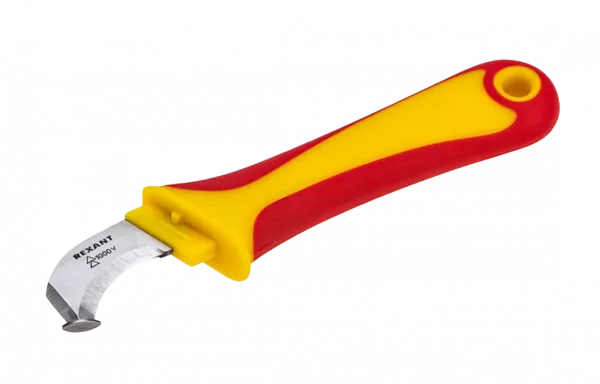 12-4935 Нож монтажника, нержавеющая сталь, с пяткой REXANT