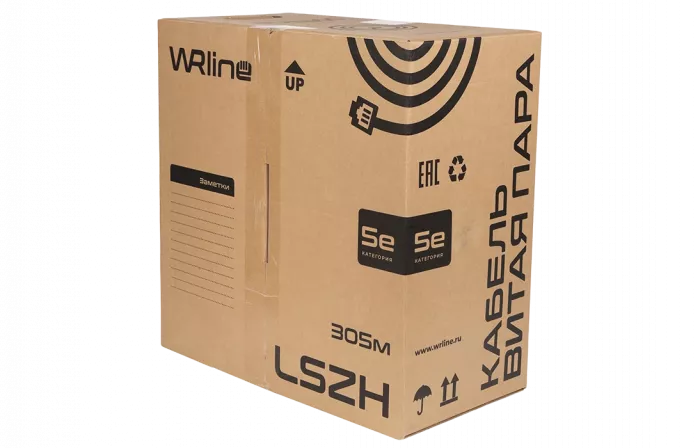 WRline WR-FTP-4P-C5E-LSZH-GY Кабель витая пара, экранированный F/UTP, категория 5e, 4 пары (0,50 мм), одножильный, внутренний, LSZH, нг(A)-HF, серый, 305 м