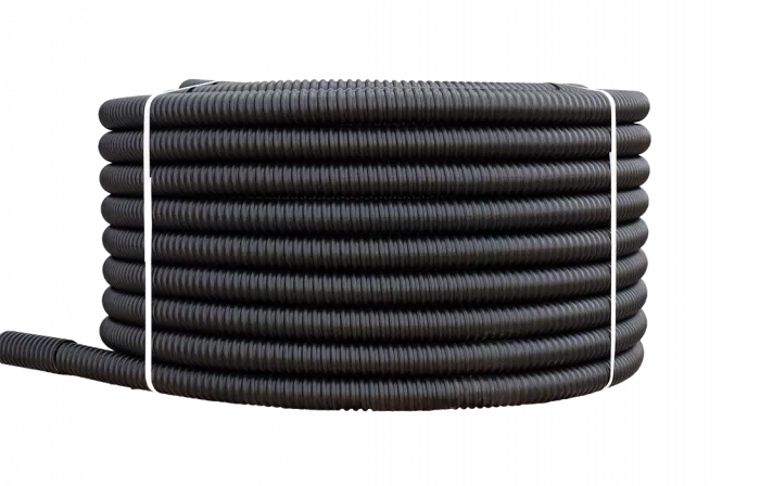 Труба ССД-Пайп УльтраФ, OD=75 мм, 850N, SN22, с протяжкой (бухта 100 м) Труба полимерная жёсткая гофрированная спиральная ультрафиолетостойкая, не распространяющая горение