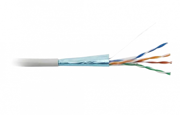 42052 Hyperline FUTP4-C5E-S24-IN-PVC-GY-305 (305 м) Кабель витая пара, экранированная F/UTP, категория 5e, 4 пары (24 AWG), одножильный (solid), экран