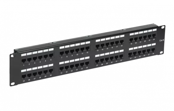 02-0232 REXANT PRO Патч-панель с кабельными органайзерами 19", 2U, 48 портов, RJ-45, CAT 6, UTP