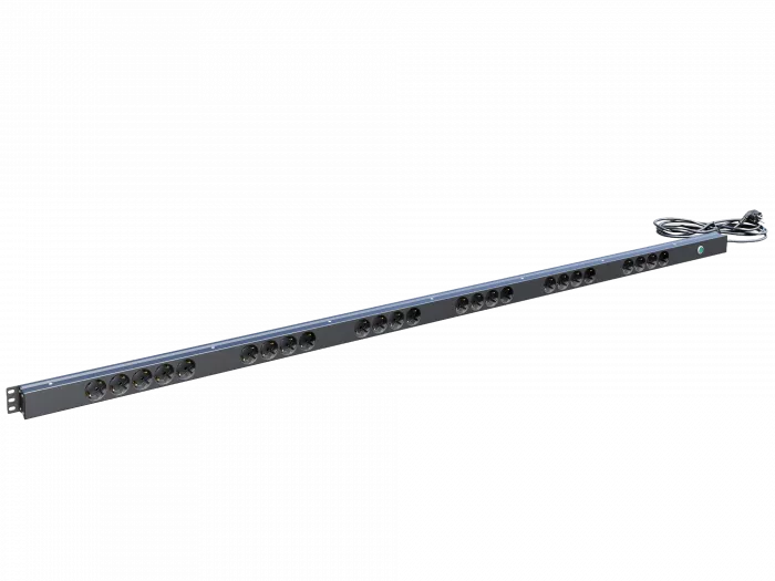 Вертикальный блок розеток,БР-25SСH-Ш3м-И16А, 25 розеток Schuko, индикатор, 42-48U, шнур 3 м