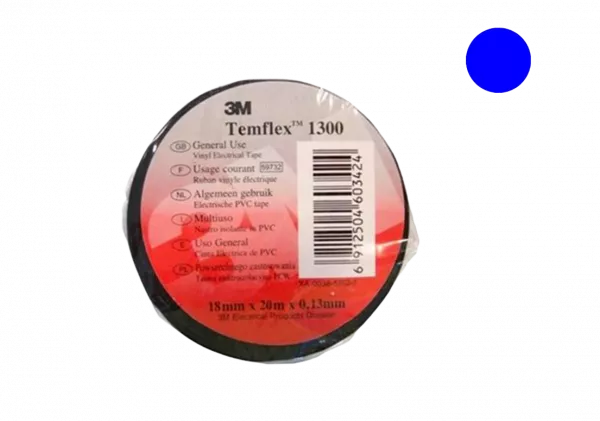 7100080345 Temflex 1300, синяя, универсальная изоляционная лента, 19мм х 20м х 0,13мм