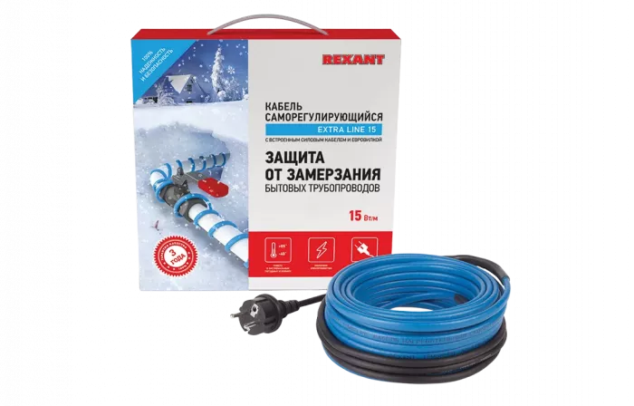 51-0622 Греющий саморегулирующийся кабель на трубу 15MSR-PB 20M (20м/300Вт) REXANT 51-0622 Греющий саморегулирующийся кабель на трубу 15MSR-PB 20M (20м/300Вт) REXANT