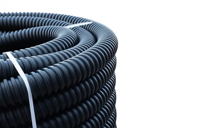 Труба ССД-Пайп УльтраФ, OD=75 мм, 850N, SN22, с протяжкой (бухта 100 м) Труба полимерная жёсткая гофрированная спиральная ультрафиолетостойкая, не распространяющая горение