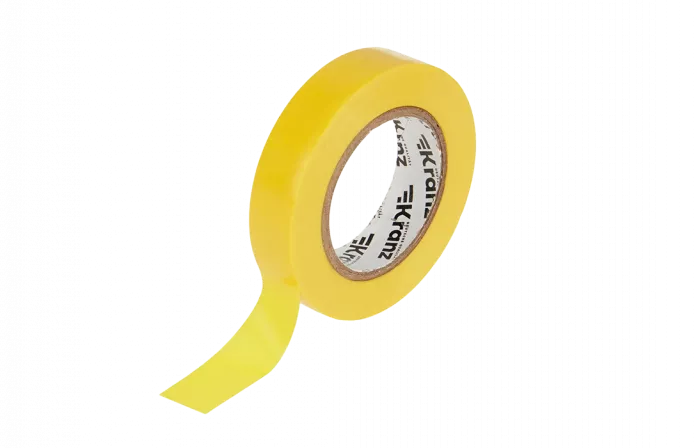 KR-09-2602 Изолента ПВХ KRANZ 15 мм х 20 м, желтая, упаковка 10 роликов