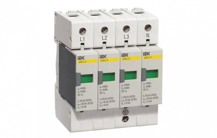 MOP20-4-C Огр-ль имп. перенапр. ОПС1-C 4P In=20kA Un=400B Im=40kA ИЭК